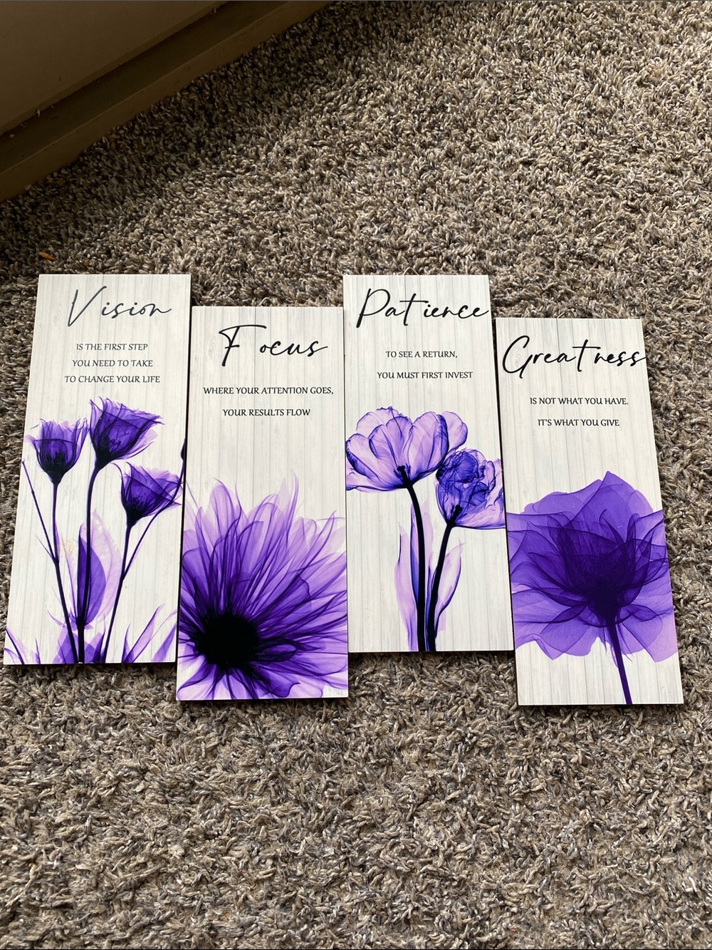 Amazon Purple Floral Inspirational Wall Art Set - 4 Panels